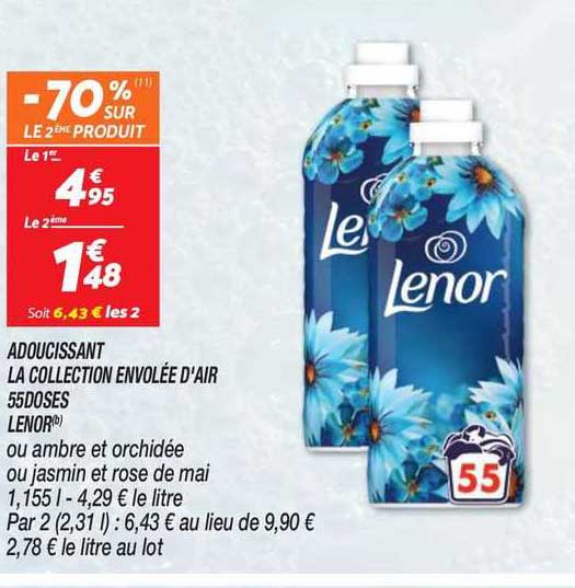 adoucissant la collection envolée d'air 55 doses lenor