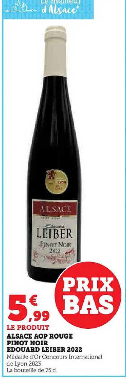alsace aop rouge pinot noir édouard leiber 2022