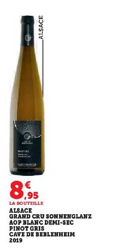 alsace grand cru sonnenglanz aop blanc demi-sec pinot gris cave de beblenheim
