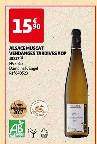 alsace muscat vendanges tardives aop 2017 hve bio domaine f. engel