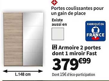 armoire 2 portes dont 1 miroir fast
