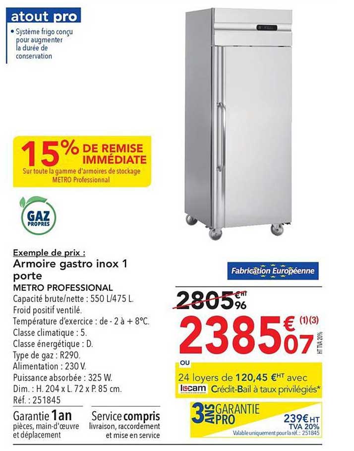 Armoire Gastro Inox 1 Porte Metro Professional