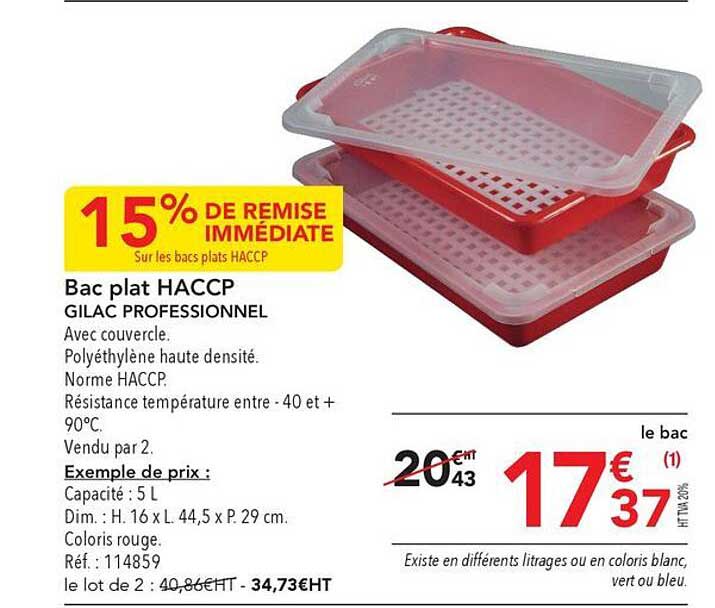 Bac Plat Haccp Gilac Professionnel