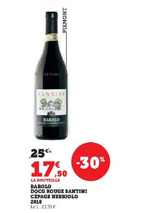 barolo docg rouge santini cépage nebbiolo 2018