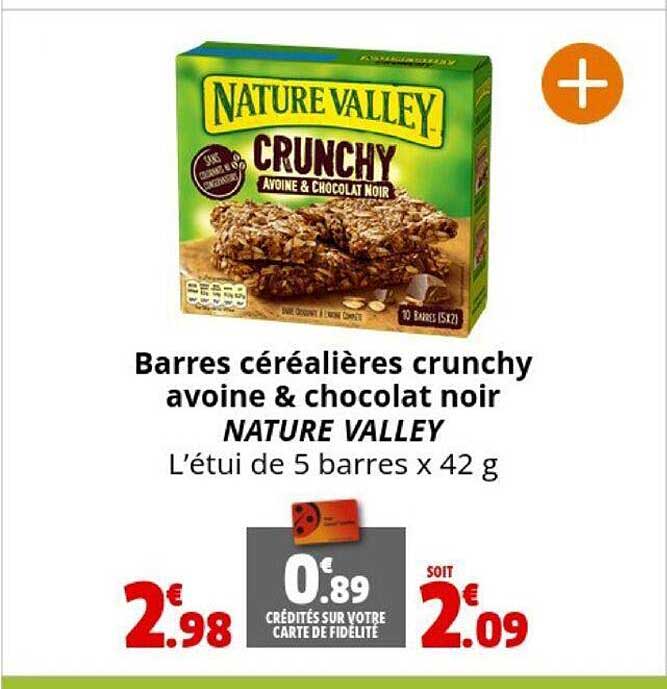 barres céréalières crunchy avoine & chocolat noire nature valley