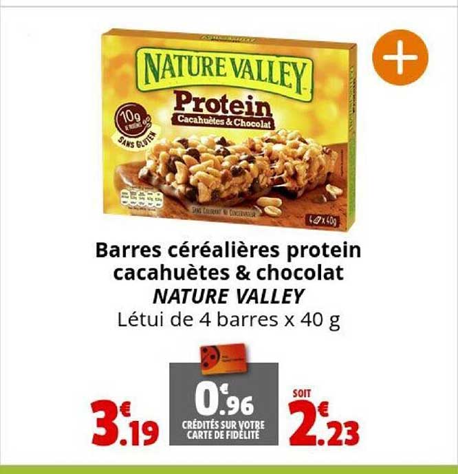 barres céréalières protein cacahuètes & chocolat nature valley