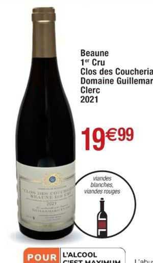 beaune 1er cru clos de coucharias domaine guillemand clerc 2021