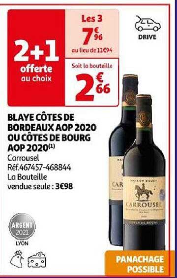 blaye côtes de bordeaux aop 2020 ou côtes de bourg aop 2020 carrousel