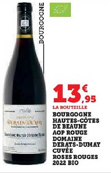 bourgogne hautes-côtes de beaune aop rouge domaine derats-dumay cuvée roses rouges 2022 bio