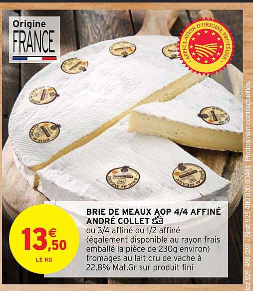 brie de meaux aop 4/4 affiné andré collet