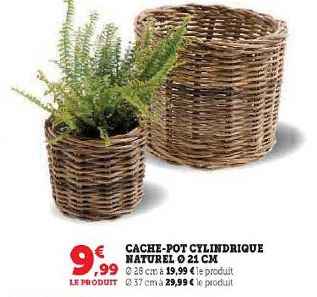 cache-pot cylindrique naturel ø 21 cm