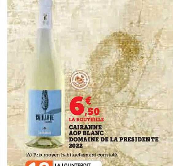 cairanne aop blanc domaine de la presidente 2022