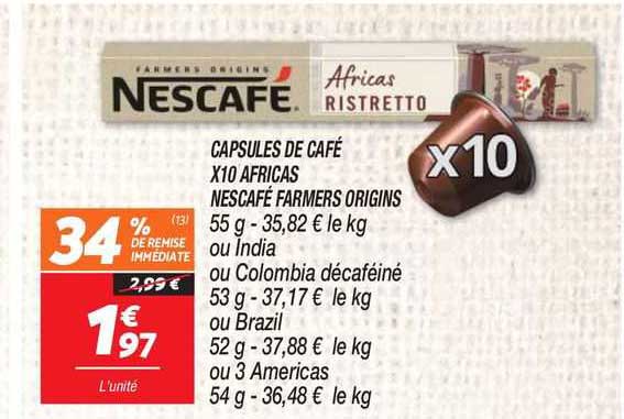 capsules de café x10 africas nescafé farmers origins