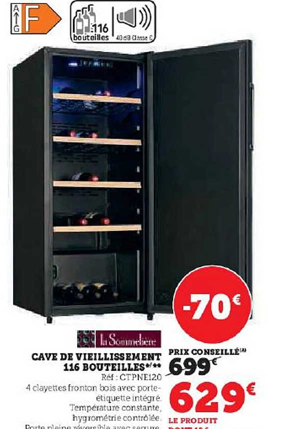 cave de vieillissement 116 bouteilles le sommelière