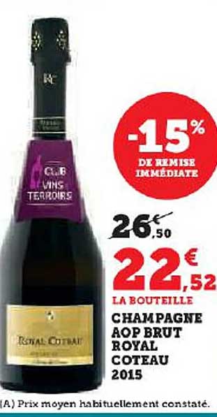 champagne aop brut royal coteau 2015