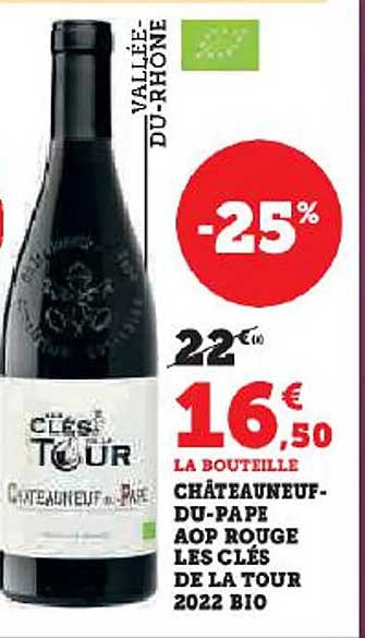 châteauneuf-du-pape aop rouge les clés de la tour 2022 bio