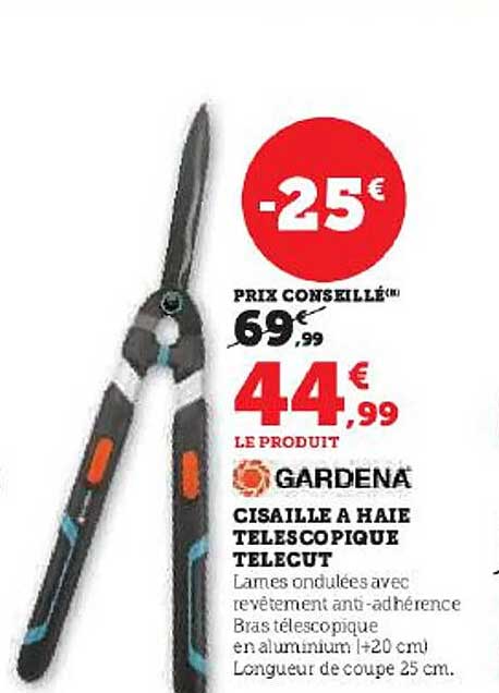 Cisaille à Haie Télescopique Telecut Gardena
