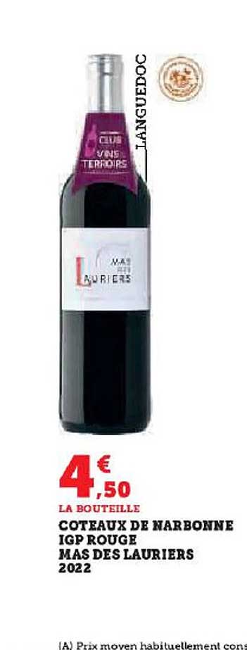 côteaux de narbonne igp rouge mas des lauriers 2022