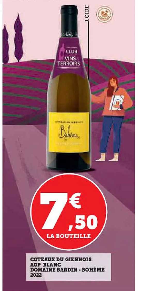 côteaux du giennois aop blanc domaine bardin - bohème 2022