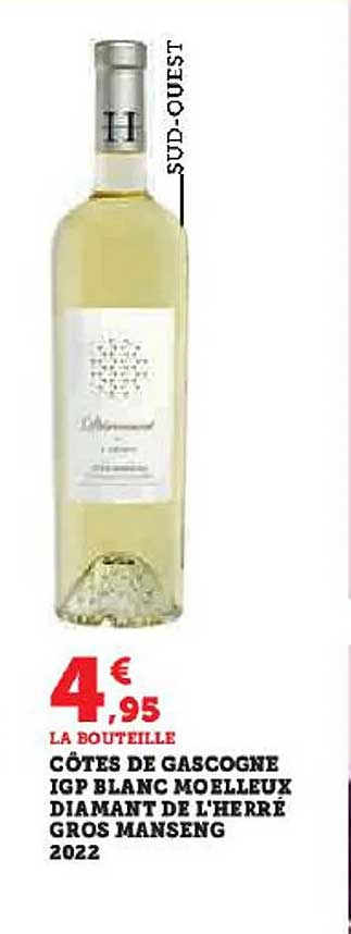 côtes de gascogne igp blanc moelleux diamant de l'herré gros manseng 2022