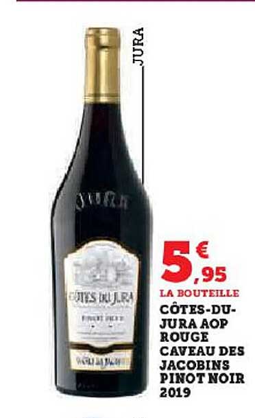 côtes-du-jura aop rouge caveau des jacobins pinot noir 2019