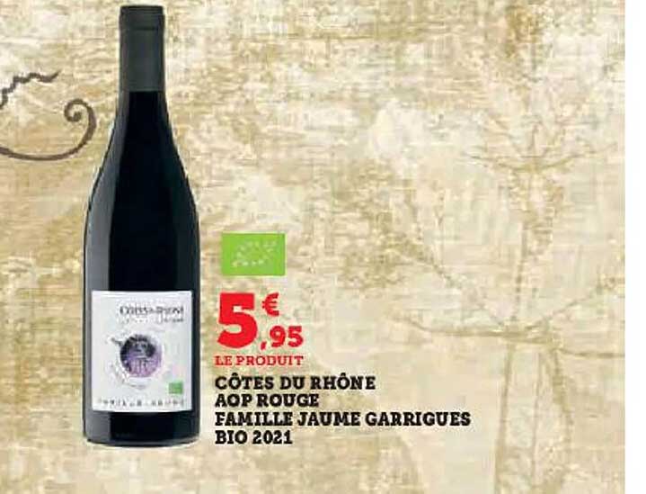 côtes du rhône aop rouge famille jaume garrigues bio 2021