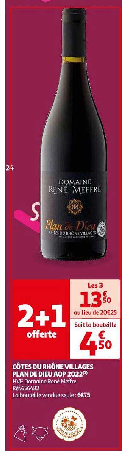 côtes du rhône villages plan de dieu aop 2022 hve domaine rené meffre