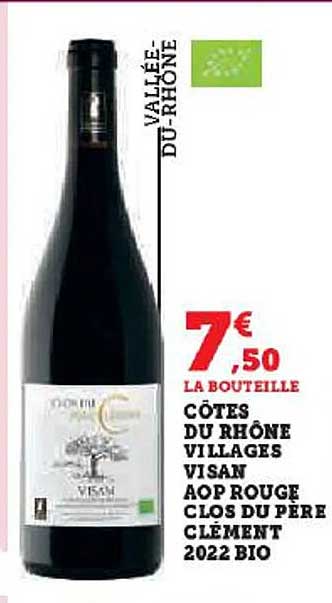 côtes du rhône villages visan aop rouge clos du père clément 2022 bio