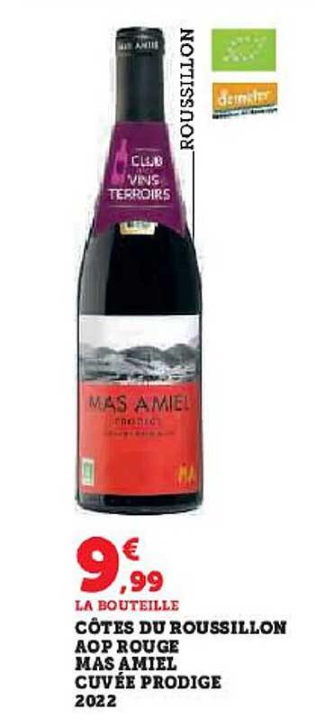 côtes du roussillon aop rouge mas amiel cuvée prodige 2022