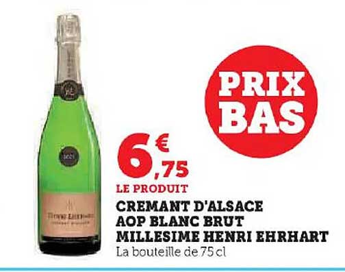crémant d'alsace aop blanc brut millésime henri ehrhart