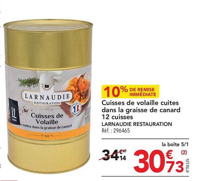 cuisses de volaille cuites dans la graisse de canard 12 cuisses larnaudie restauration