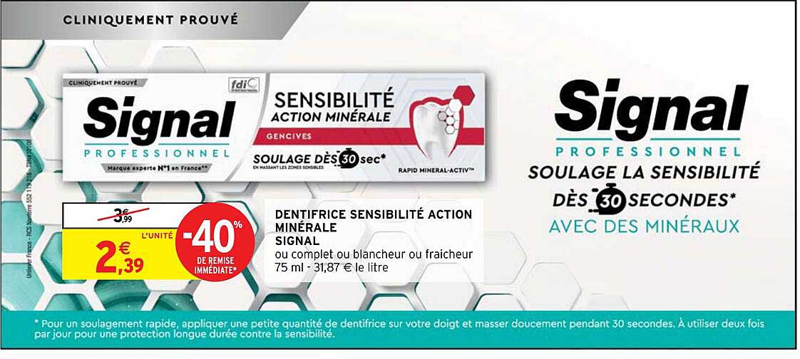 dentifrice sensibilité action minérale signal