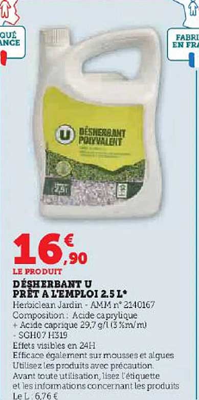 désherbant u prêt à l'emploi 2.5l