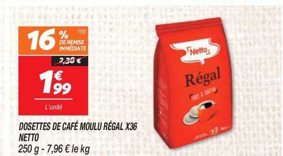 Dosettes De Café Moulu Régal X36