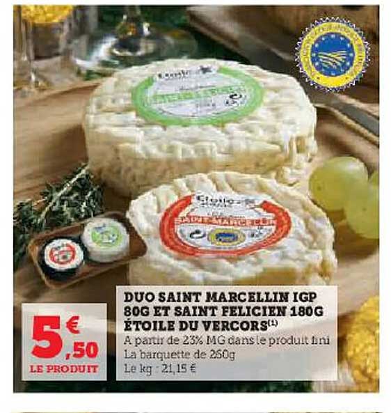 duo saint marcellin igp 80g et saint félicien 180g étoile du vercors