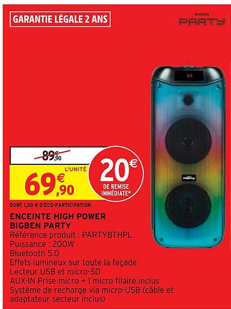 enceinte high power bigben party