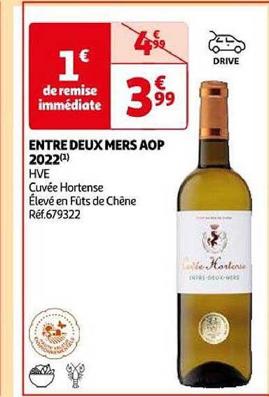 entre deux mers aop 2022 hve cuvée hortense élevé en fûts de chêne