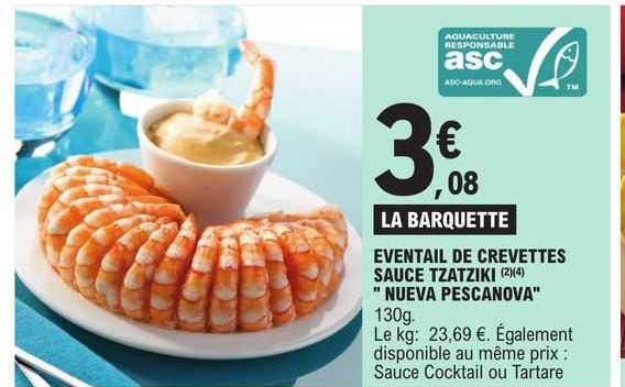 éventail de crevettes sauce tzatziki "nueva pescanova"