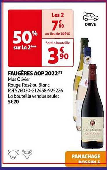 faugères aop 2022 mas olivier rouge, rosé ou blanc