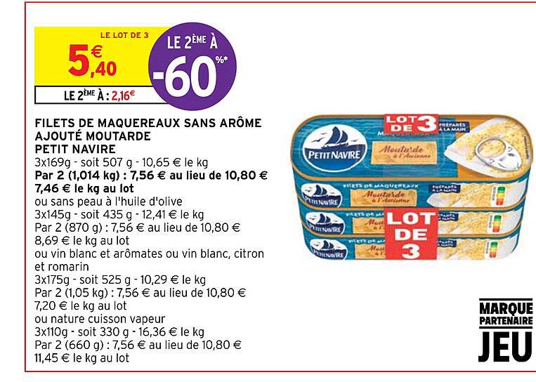 filets de maquereaux sans arôme ajouté moutarde petit navire