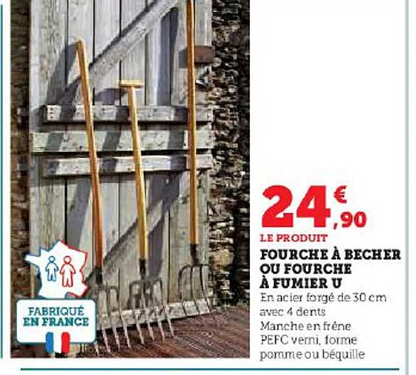 fourche à bécher ou fourche à fumier u