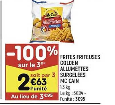 frites friteuses golden allumettes surgelées mc cain