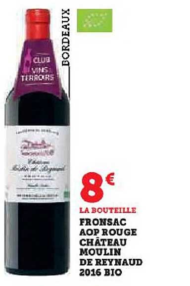 fronsac aop rouge château moulin de reynaud 2016 bio