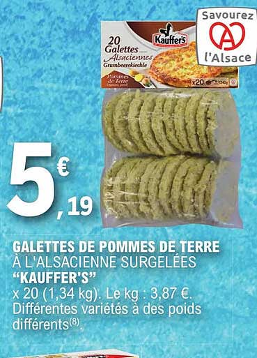 galettes de pommes de terre à l'alsacienne surgelées "kauffer's"