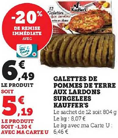 Galettes De Pommes De Terre Aux Lardons Surgelées Kauffer's