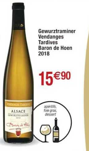 gewurztraminer vendanges tardives baron de hoen 2018