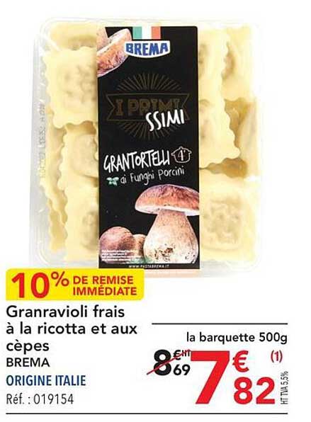 Granravioli Frais à La Ricotta Et Aux Cèpes Brema