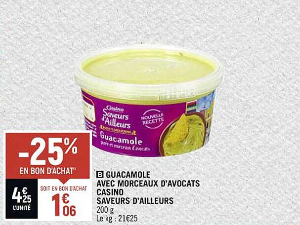 Guacamole Avec Morceaux D'avocats Casino Saveurs D'ailleurs