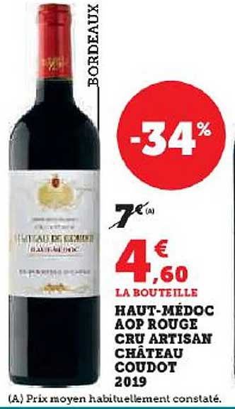 haut-médoc aop rouge cru artisan château coudot 2019