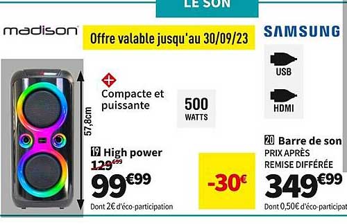 high power madison, barre de son samsung